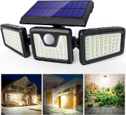 Picture of 3 Head Solar Powered Motion Sensor Outdoor Wall Light | Upgraded 74 LED Solar Motion Sensor Security Light