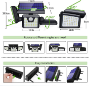 Picture of 3 Head Solar Powered Motion Sensor Outdoor Wall Light | Upgraded 74 LED Solar Motion Sensor Security Light