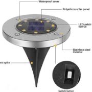 Picture of Solar Ground Lights, Disk Lights Solar Powered - 8 LED, Outdoor in-ground Solar Lights for Landscape, Walkway, Steps Decks, Waterproof (8 Warm White)