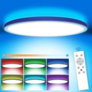 Picture of LED Ceiling Light Dimmable, 24W 3200LM Bathroom Lights Ceiling with Remote Control, RGB Color Changing, Round Flush Ceiling Lamp 