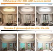 Picture of LED Ceiling Light Dimmable, 24W 3200LM Bathroom Lights Ceiling with Remote Control, RGB Color Changing, Round Flush Ceiling Lamp 