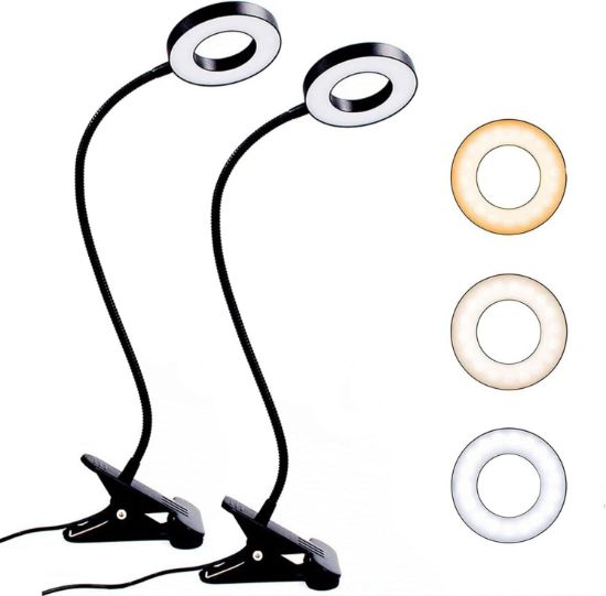 Picture of USB Reading Light, Clip-on LED Reading Light, Eye Protection Adjustable Desk Lamp/Bedside Light