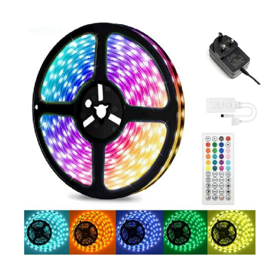 Picture of 10M LED Strip Lights with Remote, Dimmable RGB Colour Changing, Stick-on LED Lights for Bedroom, Kitchen, Room Decoration