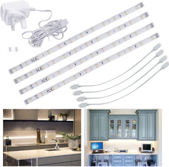 Picture of LED Under Kitchen Cabinet Strip Lights Day Light, Plug in Light Bars for Shelf Closet Showcase  (Cool White, 4 x 30cm)