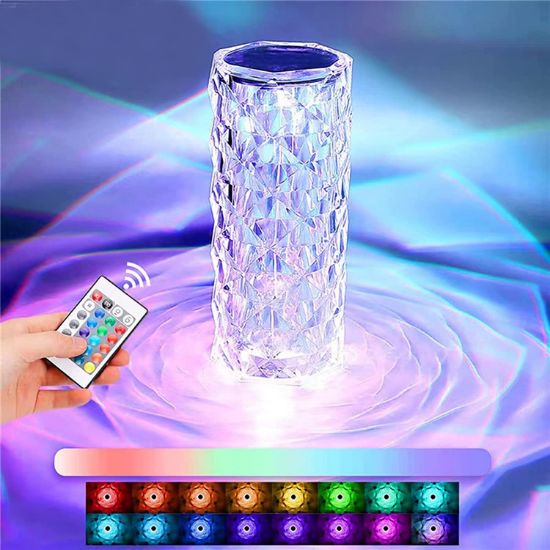 Picture of Diamond Table Lamp LED, 16 Colors USB Charging Touch Color Changing Crystal Atmosphere Desk Lamp with Remote Control