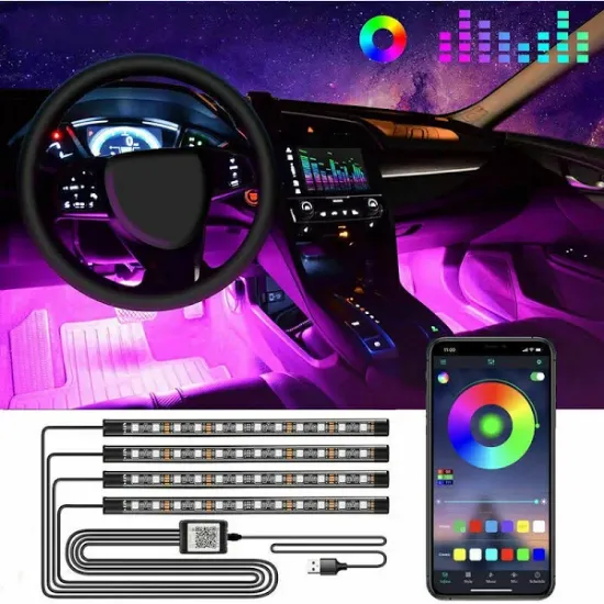 Picture of RGB Car LED Strip Light with USB Port APP Control, LED  Car Lights Interior,  Car Accessories Gifts for Men Women