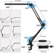 Picture of LED Desk Lamp with Clamp, Eye-Care Dimmable Reading Light, 3 Color Modes Swing Arm Lamp, USB Clip-on Table Lamp