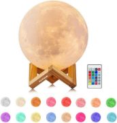 Picture of LED Lunar Night Light Remote Control Table Lamp Dimmable Brightness 16 Main Colors, 4 Light Conversion Modes with USB Charging Moonlight