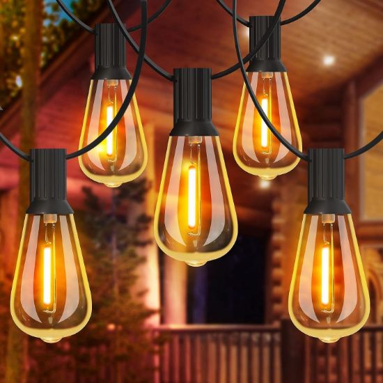 Picture of 24FT Festoon Lights Outdoor, Garden Patio String Lights Mains Powered, 2200K Warm White, ST64 Waterproof LED String Lights