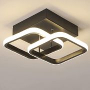 Picture of Ceiling Light Square Modern LED Aluminum White Black Small Ceiling Lamp for Entrance Hallway 22W Warm White Light (Black)